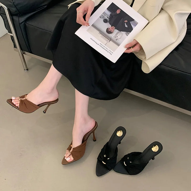 Designer Shoes  Elegant Open-toe  Non-slip  Unique Design  Women's Silk Spring/summer Party High Heels