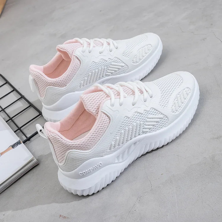 Summer New Ladies Sneakers Flat Mesh Comfortable Breathable Walking Jogging Style Casual Fashion Trend Shoes