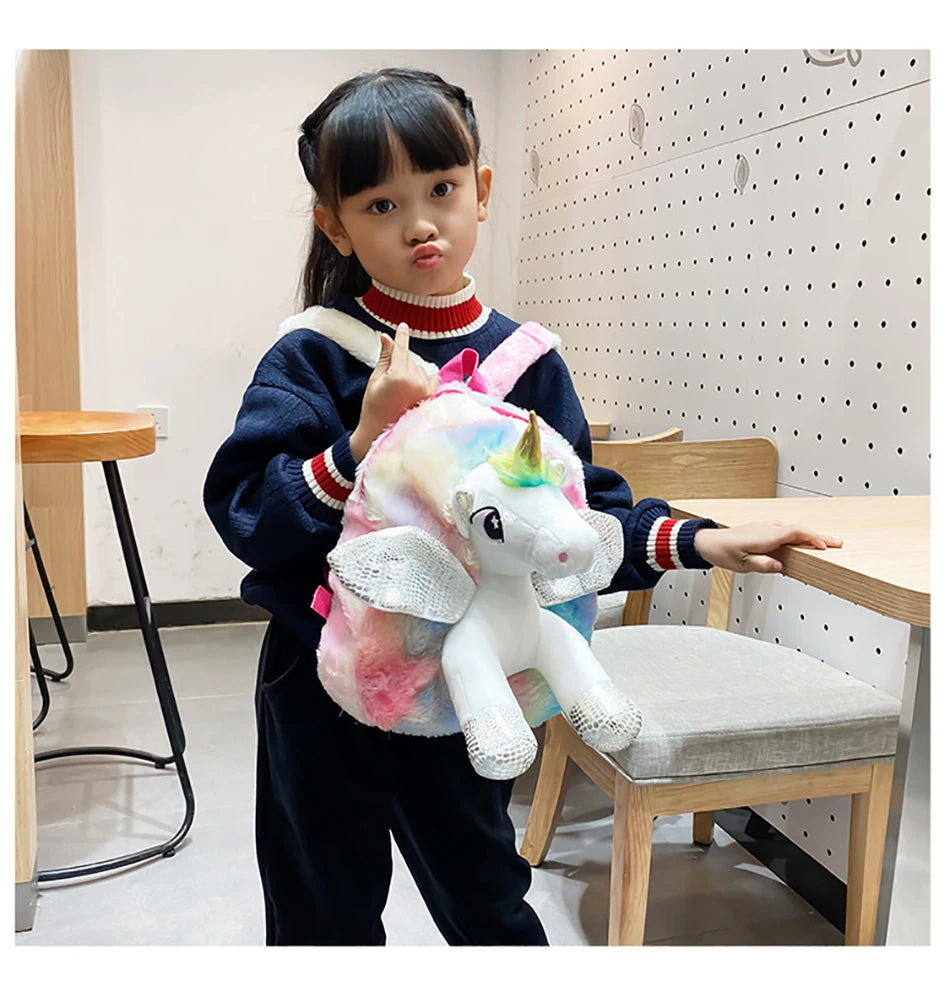 Mochila escolar de dibujos animados de unicornios para niñas, morral 3D de piel de viaje, bonito, regalo para niños