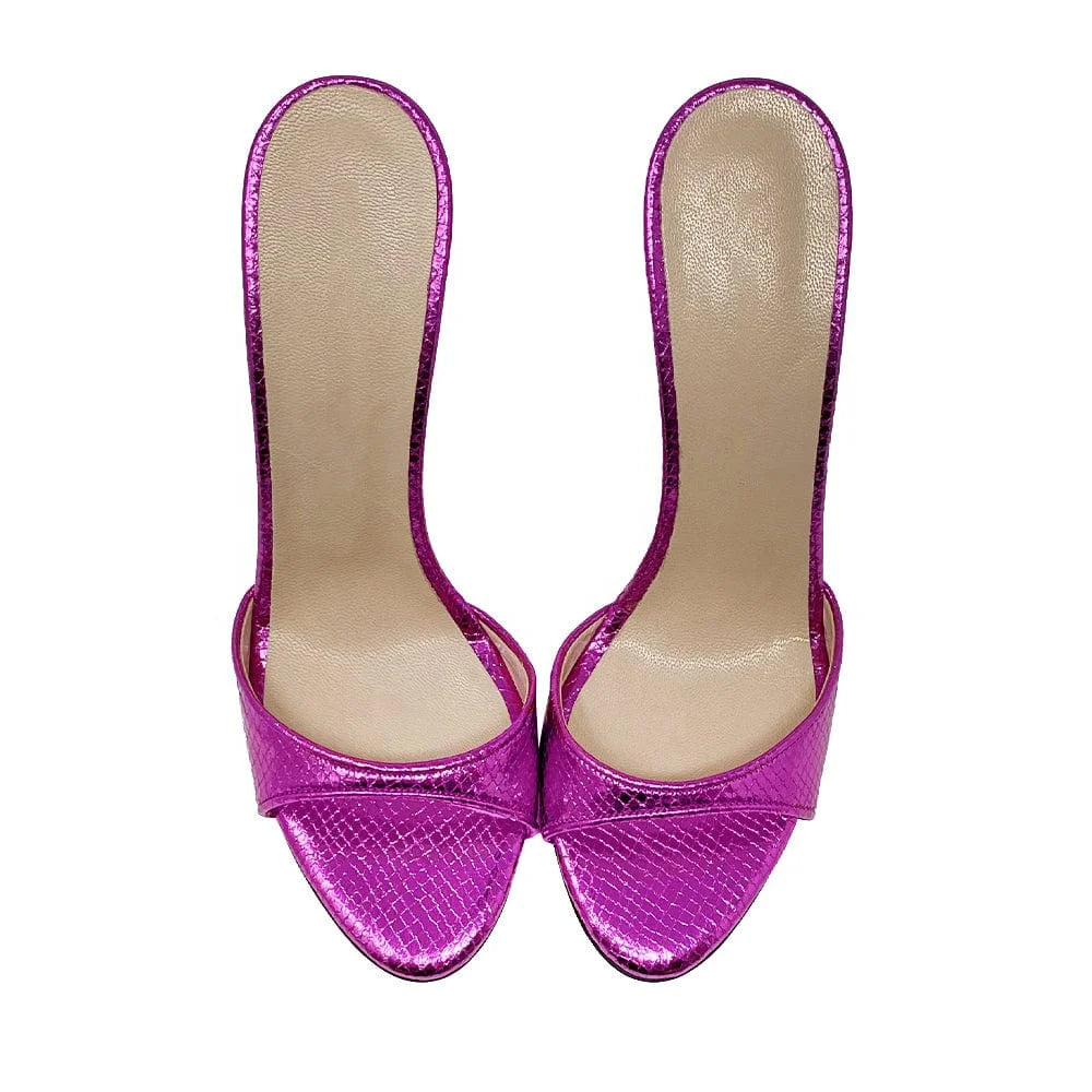 Fashion Ladies Heel Mules Open Toe Stiletto High Heel Sandals
