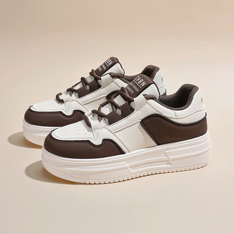 Women's Trendy Casual Sports Shoes Autumn New Breathable White Thick-Soled Sneakers for Walking Versatile Style