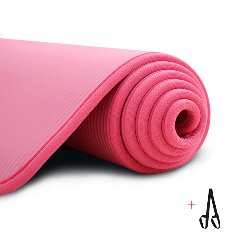 Esteras de Yoga Extra gruesas de 10MM, estera de ejercicio antideslizante NRB con vendajes, esteras de entrenamiento de gimnasia para Pilates insípidas, 183cm x 61cm