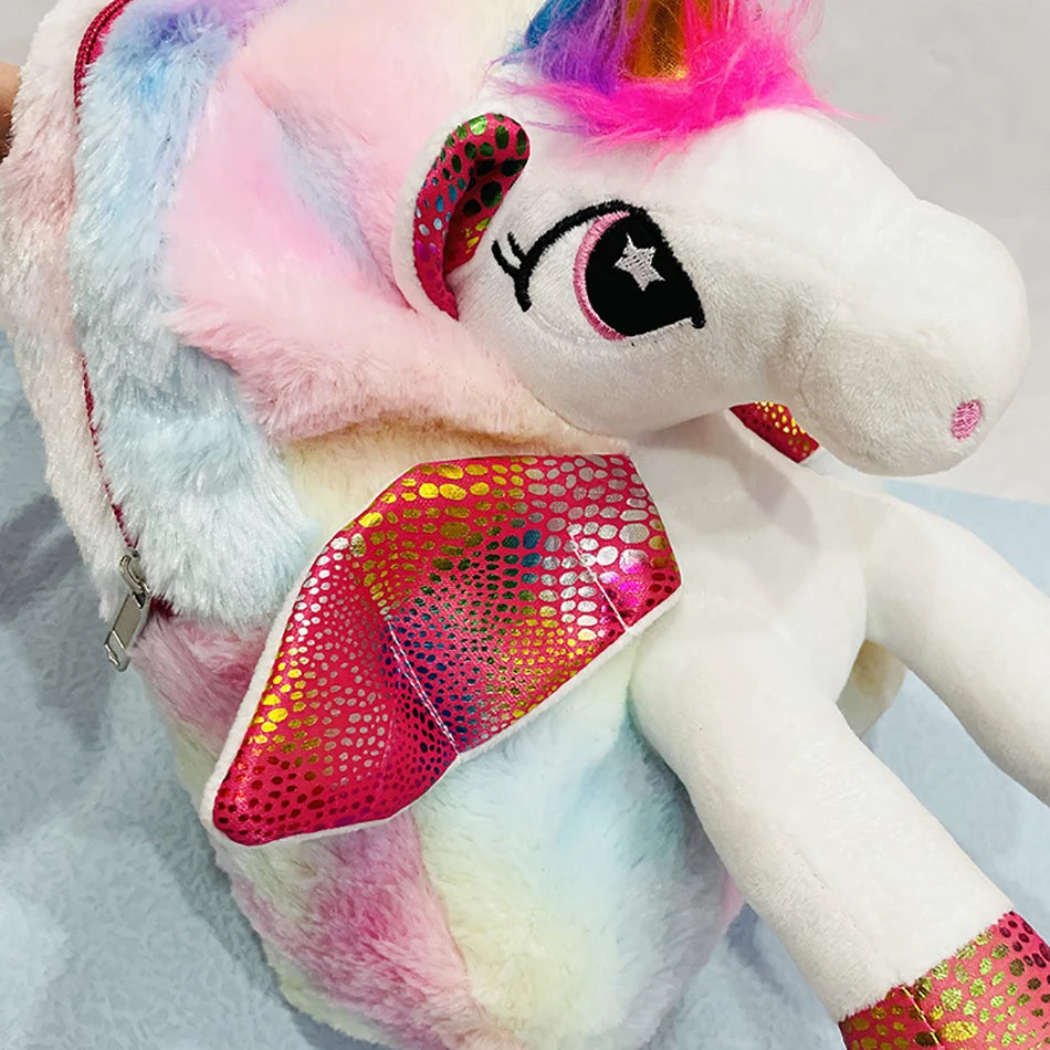 Mochila escolar de dibujos animados de unicornios para niñas, morral 3D de piel de viaje, bonito, regalo para niños