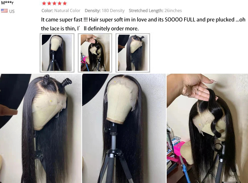 Peluca frontal de encaje HD 13x6 13x4, peluca frontal de encaje de cabello humano de 30 pulgadas, lisa como un hueso, pelucas de cabello humano con encaje transparente, peluca con cierre HD 4x4