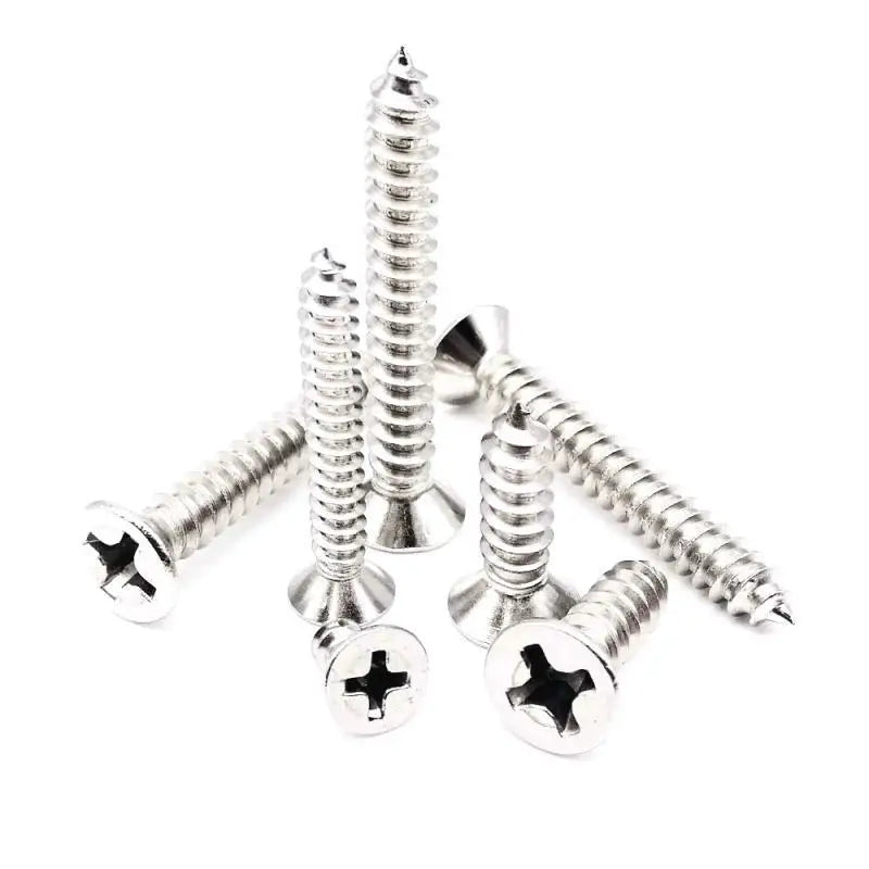 Kit surtido de tornillos autorroscantes para madera, 100 Uds., bronce/dorado/plateado, rosca de cabeza plana, tornillo de fijación para clavos, tornillos para muebles de madera