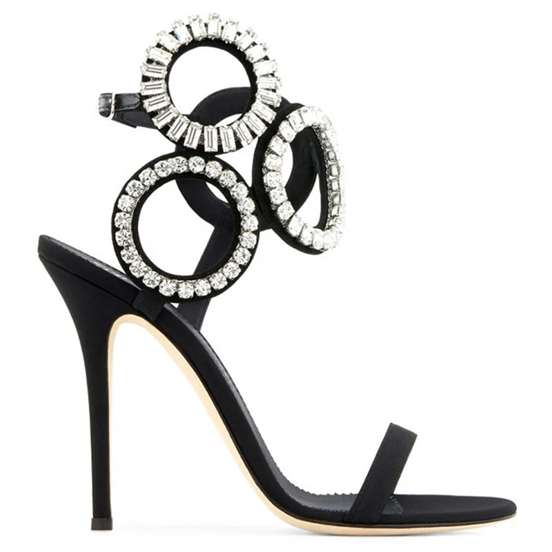 Nuevas Sandalias de punta estrecha de verano para mujer, zapatos de tacón súper alto con hebilla de diamantes de imitación, zapatos de moda para mujer, Sandalias para mujer