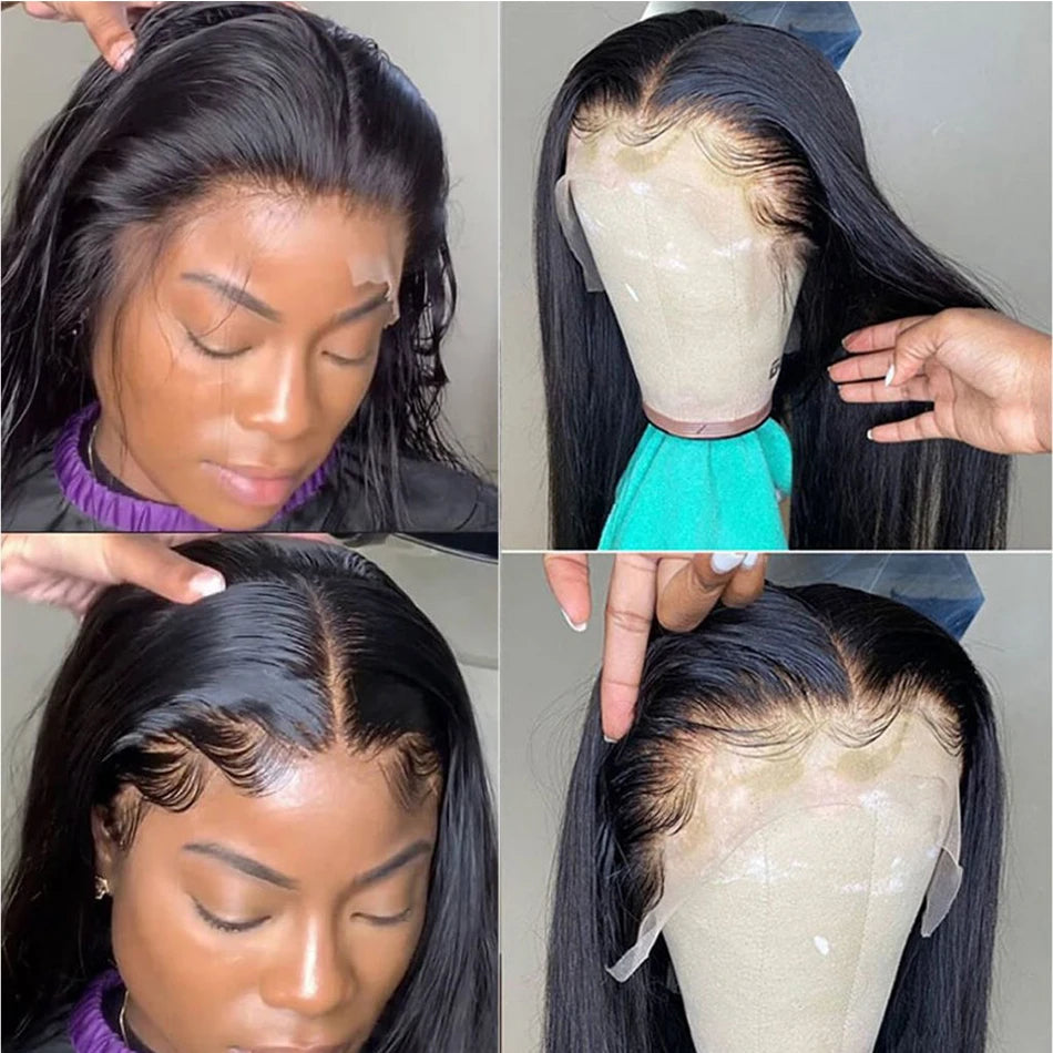 HD Transparent 13x6 Lace Front Human Hair Wigs For Women Pre Plucked Raw Indian Bone Straight Lace Frontal Human Hair Wigs