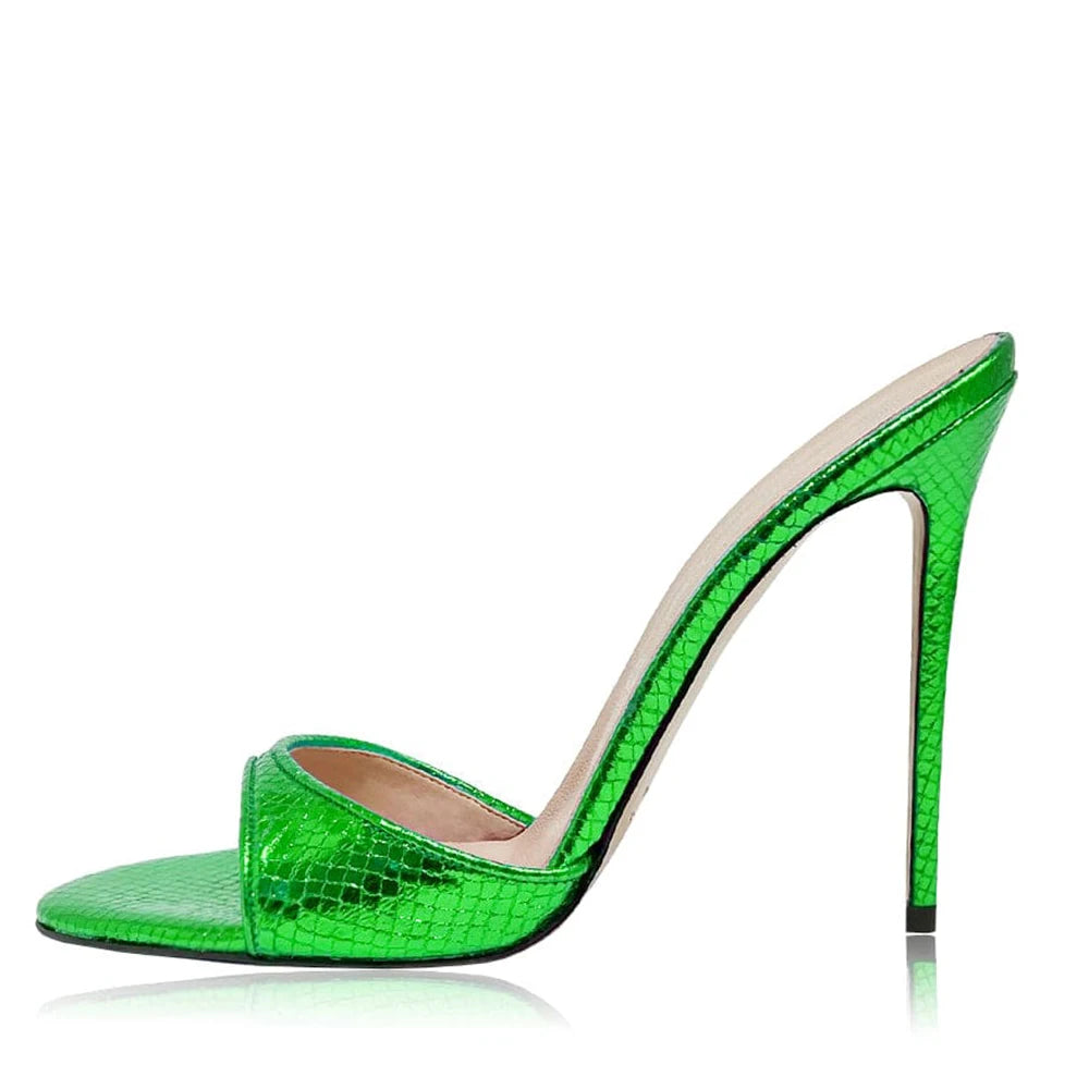 Fashion Ladies Heel Mules Open Toe Stiletto High Heel Sandals