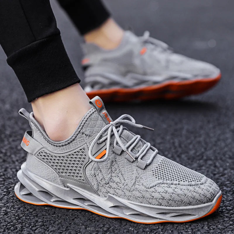 Men's Low Heel Sports Casual Shoes New Breathable Mesh Lace up Design for Running and Students