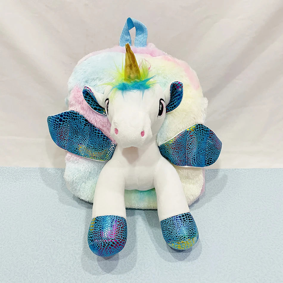 Mochila escolar de dibujos animados de unicornios para niñas, morral 3D de piel de viaje, bonito, regalo para niños