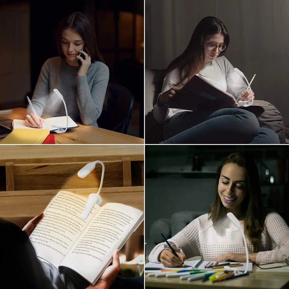 Lámpara de luz de lectura de libros recargable, luz de libro LED para leer en la cama, brillo ajustable para el cuidado de los ojos, 3 temperaturas de color