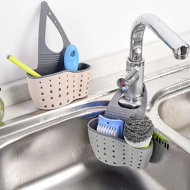 Soporte para fregadero de cocina, escurridor colgante, estante ajustable para esponja y jabón, organizador, soporte para grifo de baño, accesorios de cocina