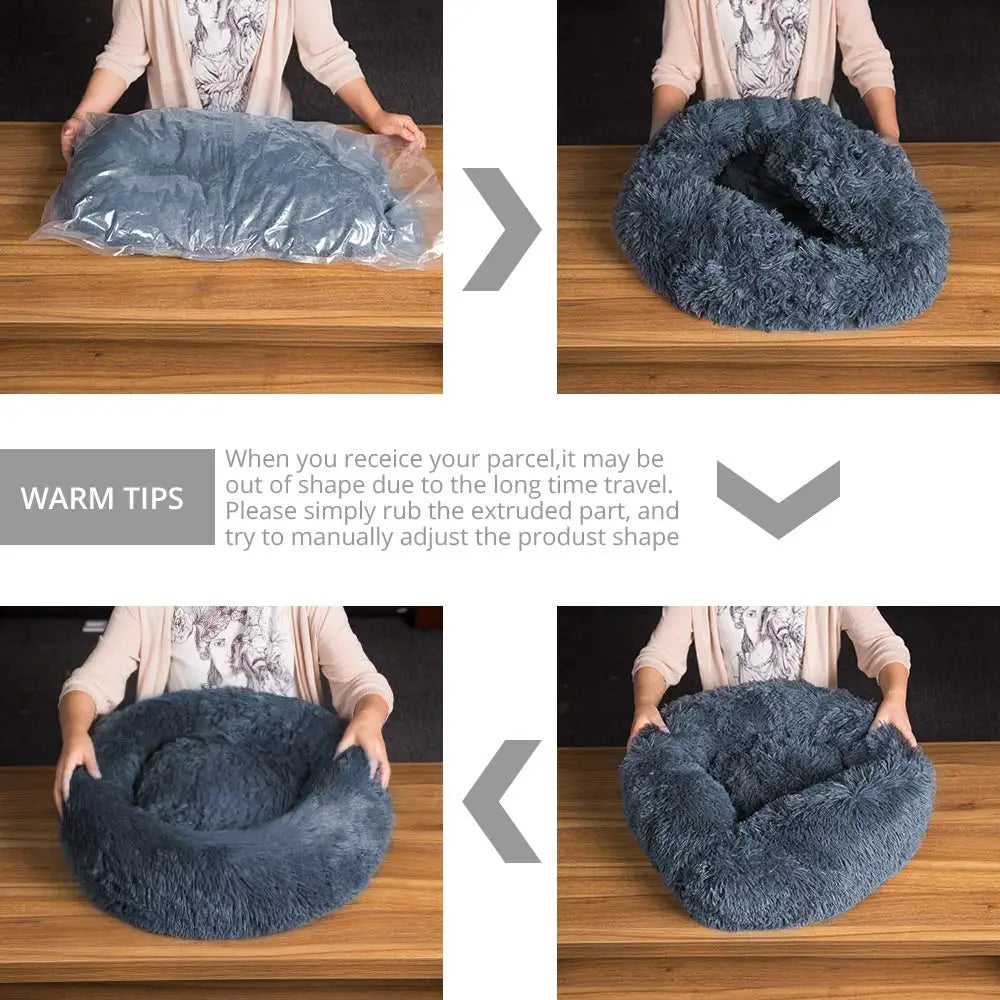 Cama redonda para mascotas de 40-90cm y 6 tamaños, cama para perros grandes, cama para gatos súper suave, casa para perros de peluche para perros medianos, casa para dormir cálido en invierno