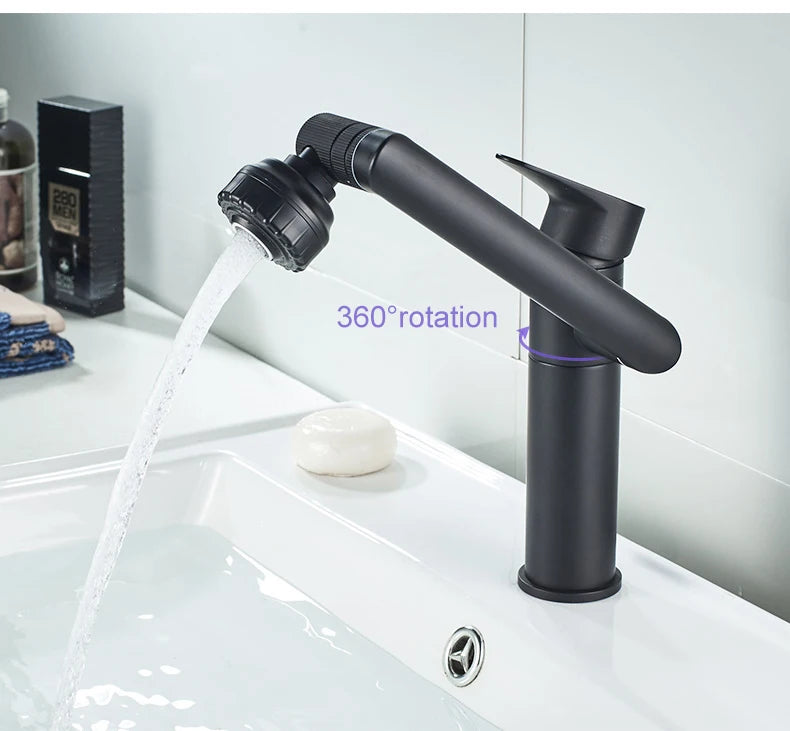 ELLEN-grifo multifunción para lavabo de baño, mezclador de agua fría y caliente, grúa de bronce antiguo, grifos de agua universales montados en cubierta EL13266
