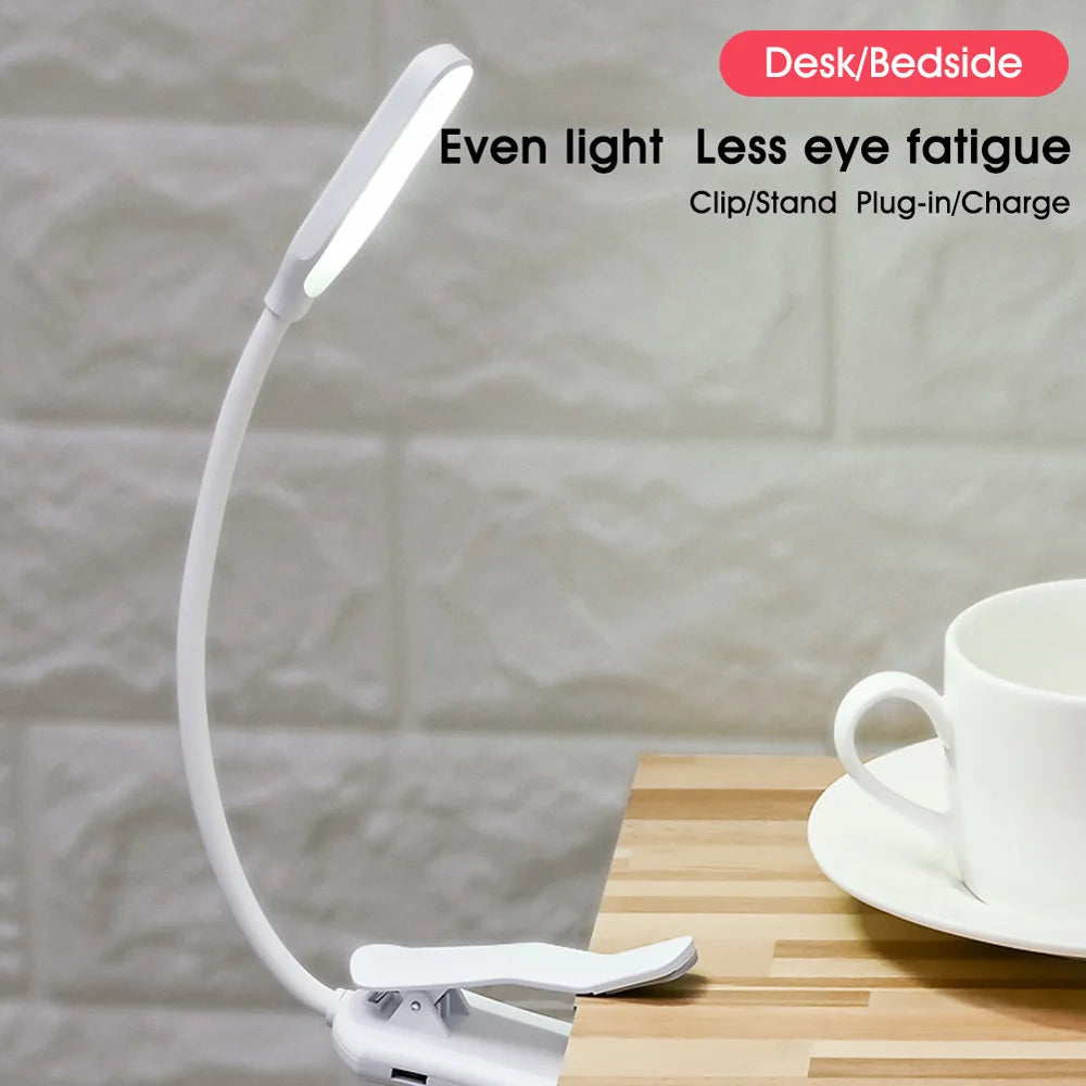 Lámpara de luz de lectura de libros recargable, luz de libro LED para leer en la cama, brillo ajustable para el cuidado de los ojos, 3 temperaturas de color
