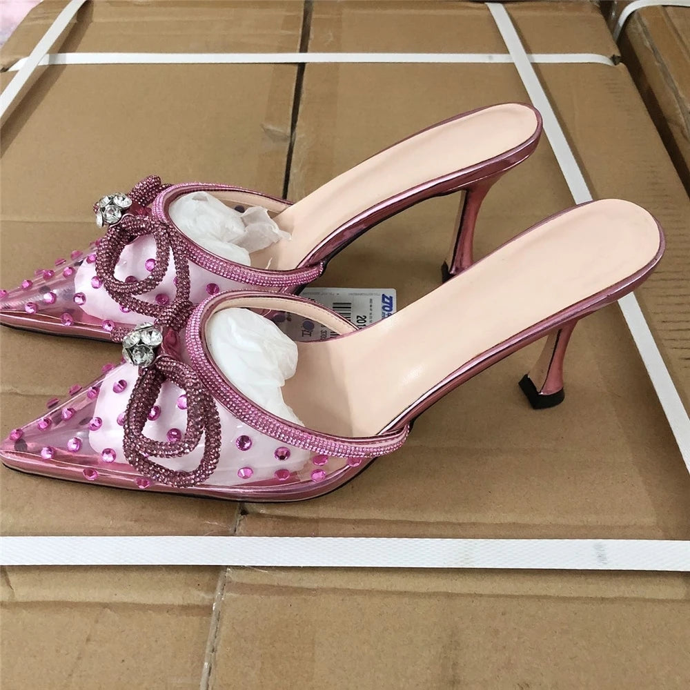 8CM/11CM Bling Rhinestone Studded Pumps Luxury Female Clear Shoes Women Heels for Ladies