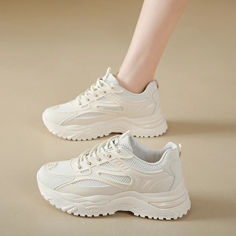 White Sneakers Women 2026 New Chunky Sneakers Women's Sports Shoes Thick Tennis Vulcanized Shoes Basket Platform Shoes