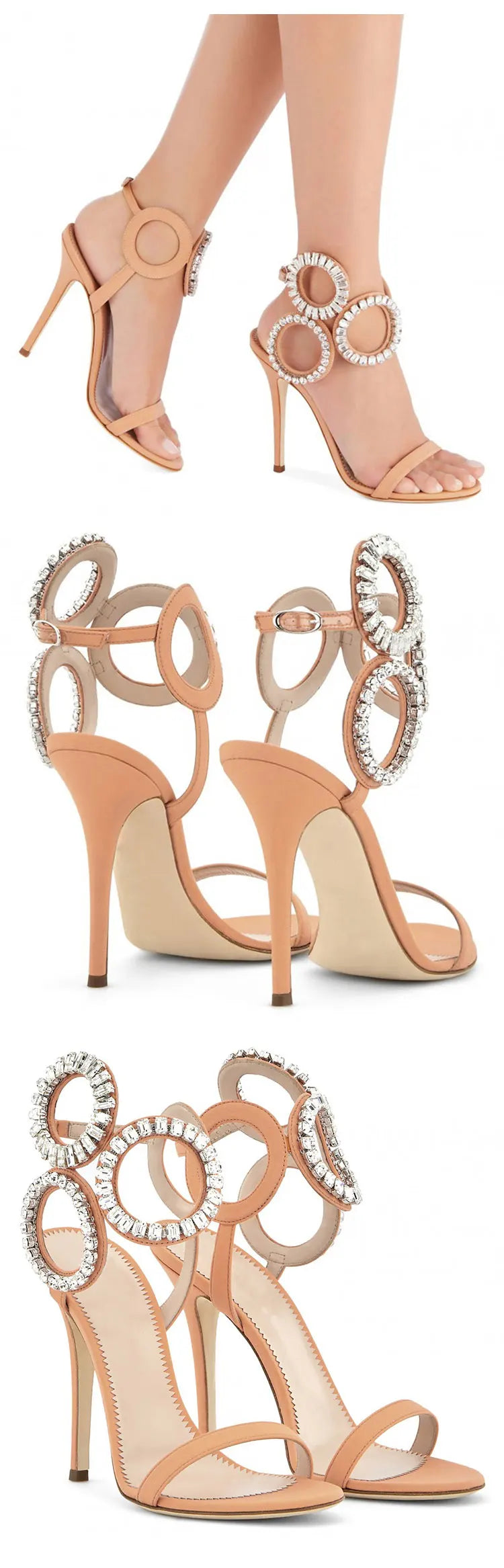 Nuevas Sandalias de punta estrecha de verano para mujer, zapatos de tacón súper alto con hebilla de diamantes de imitación, zapatos de moda para mujer, Sandalias para mujer
