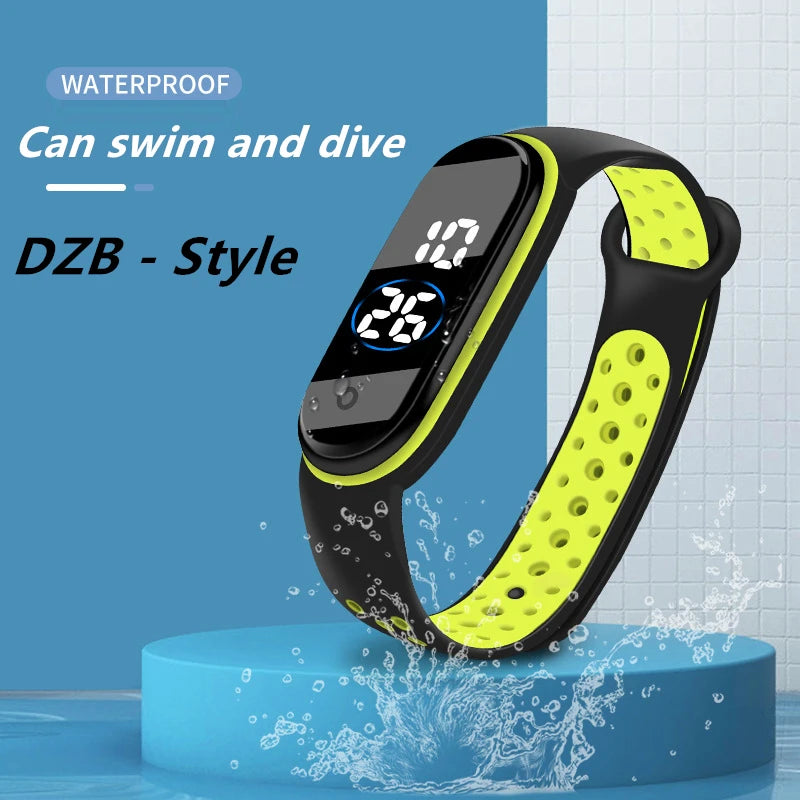 Reloj deportivo resistente al agua para niños, reloj Digital LED con pantalla táctil inteligente, correa de silicona de dos tonos, reloj para hombres y mujeres, reloj para estudiantes