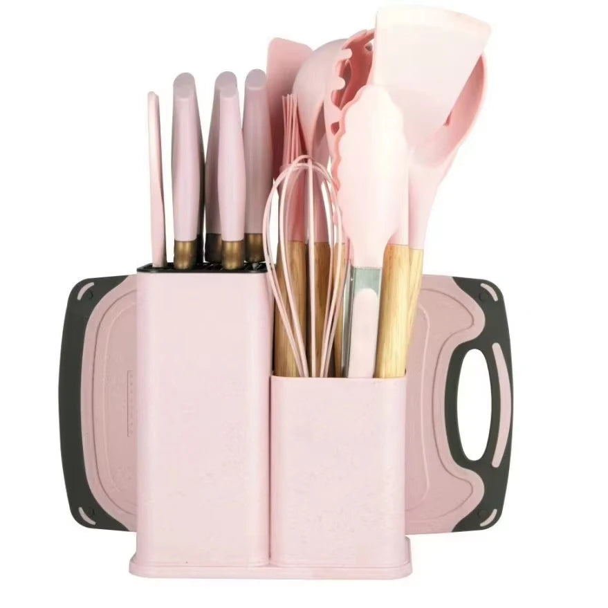 19-Piece Non-Stick Silicone Kitchen Utensil Set Including Knife Spoon Pan Cross-Border Ready Stock Cooking Tool Set