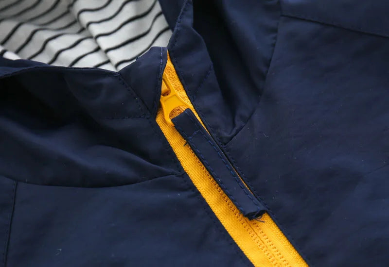 Abrigos de primavera y otoño para niños, chaquetas para niños, cortavientos con capucha y bolsillo, prendas de vestir exteriores con cremallera, ropa para bebés de 2 a 7 años