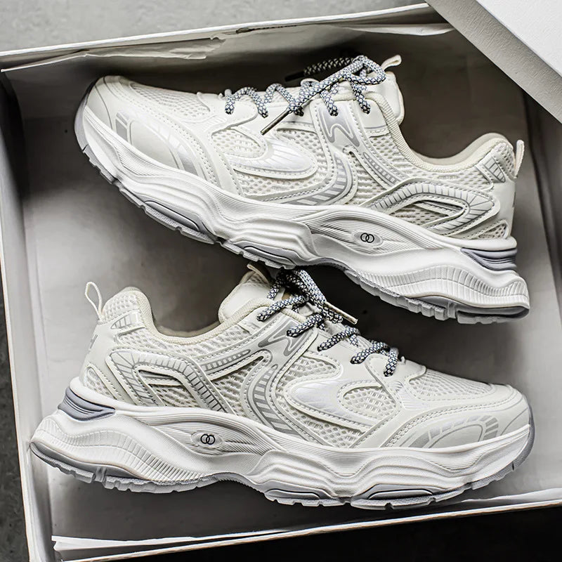 Men's Breathable Mesh Chunky Dad Shoes Thick Cushioned Sole Retro Casual Sneakers for Daily Streetwear