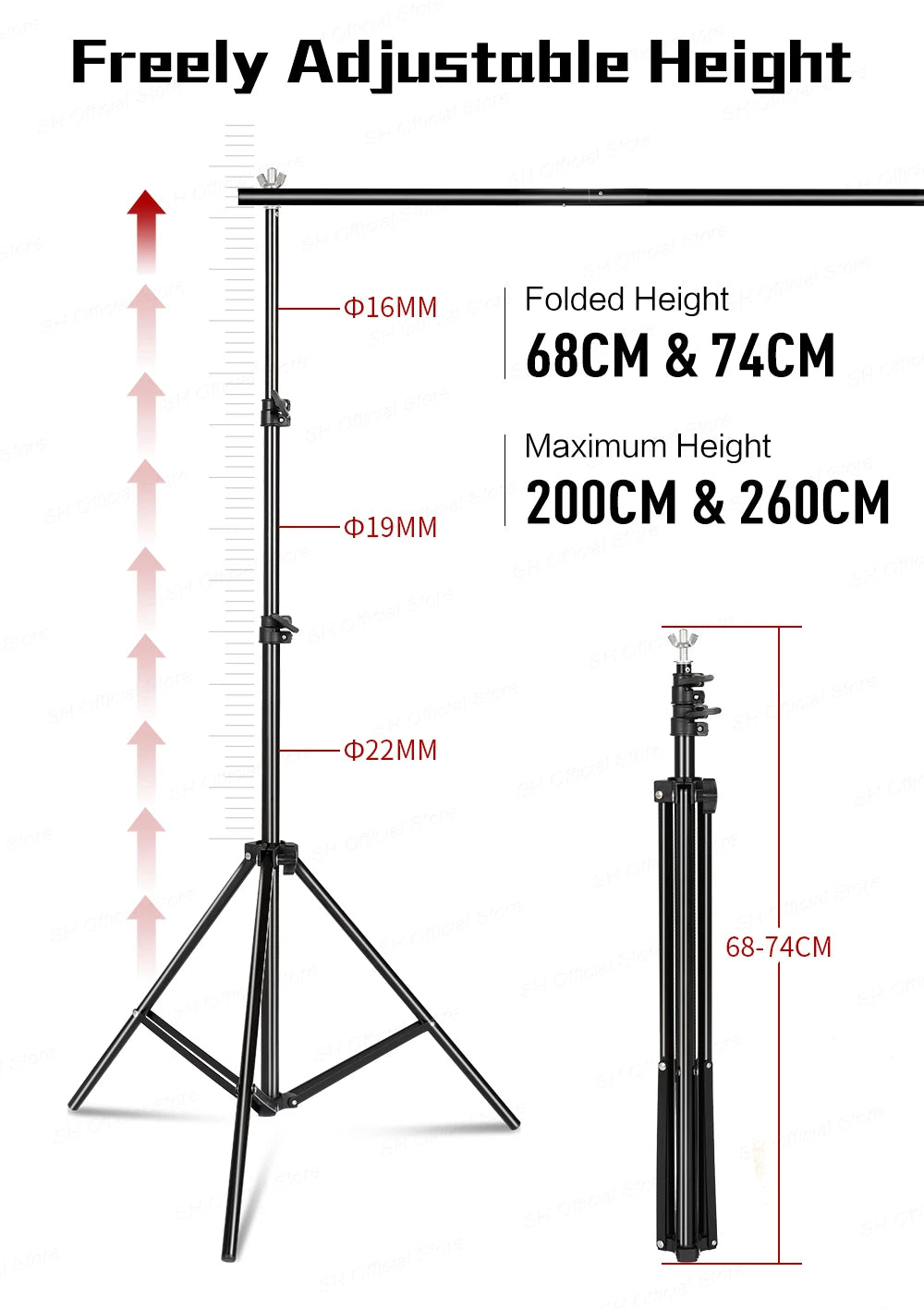 Kit de soporte para fondo fotográfico SH con sistema de soporte ajustable, fondos para estudio fotográfico, marco de pantalla verde Chromakey