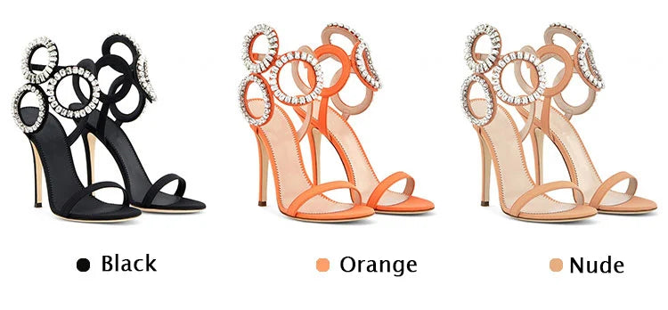Nuevas Sandalias de punta estrecha de verano para mujer, zapatos de tacón súper alto con hebilla de diamantes de imitación, zapatos de moda para mujer, Sandalias para mujer