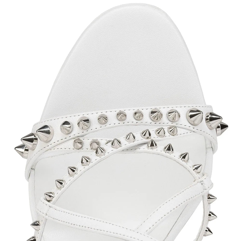 Black Nude White High Heels Plus Size Strappy Women Studded Sandals 2024 New Design