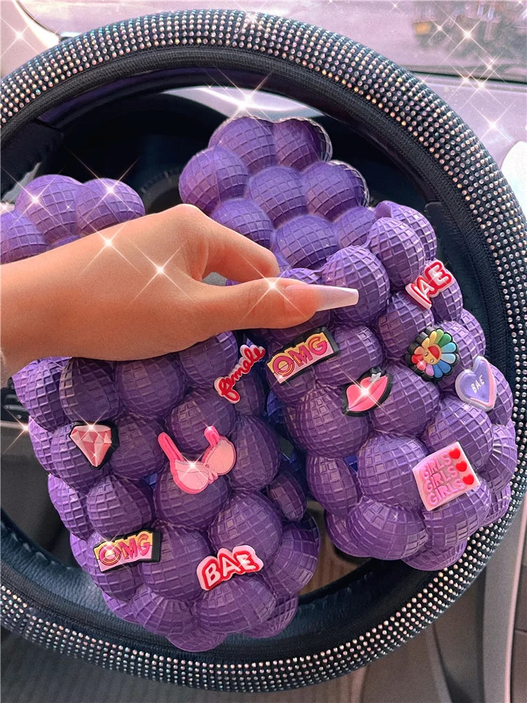 Wholesale EVA Massage Men Women Flat Sandals Bubble Slides With Charms for Women