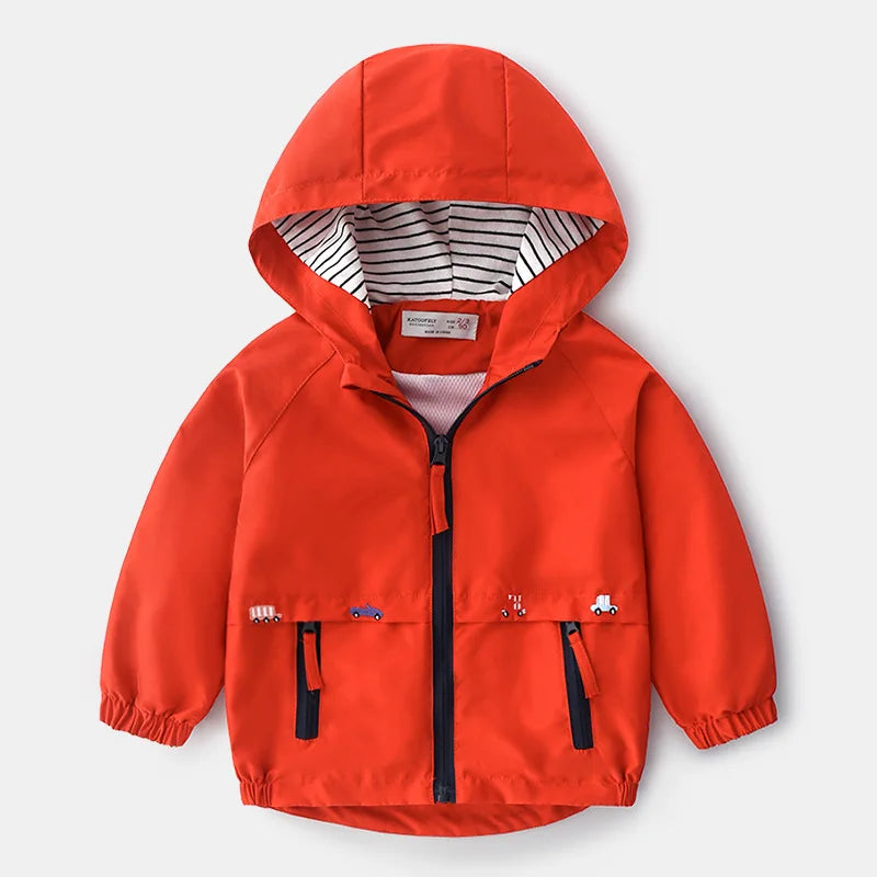 Abrigos de primavera y otoño para niños, chaquetas para niños, cortavientos con capucha y bolsillo, prendas de vestir exteriores con cremallera, ropa para bebés de 2 a 7 años