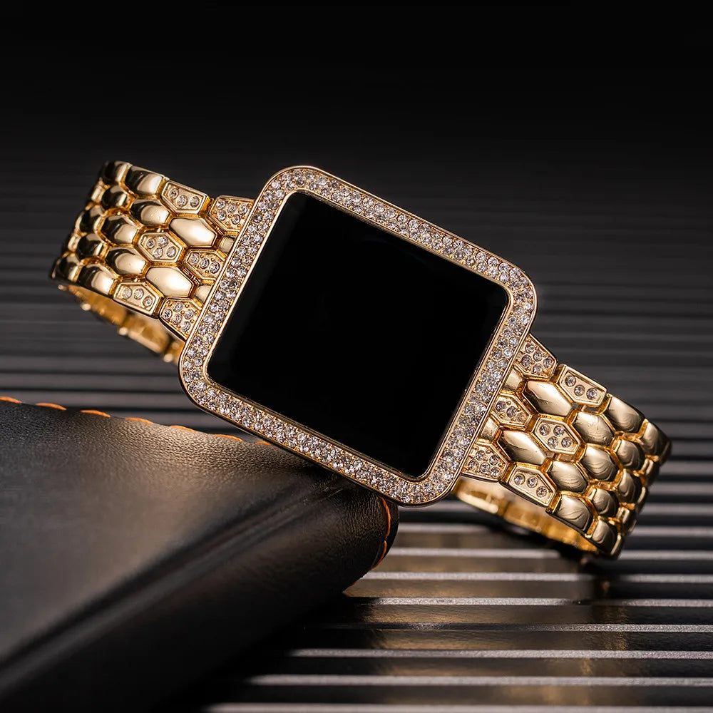 Relojes para mujer, famosa marca de lujo, reloj Digital para mujer, relojes de pulsera de cuarzo de acero inoxidable con diamantes de imitación a la moda para mujer, relojes Wathes
