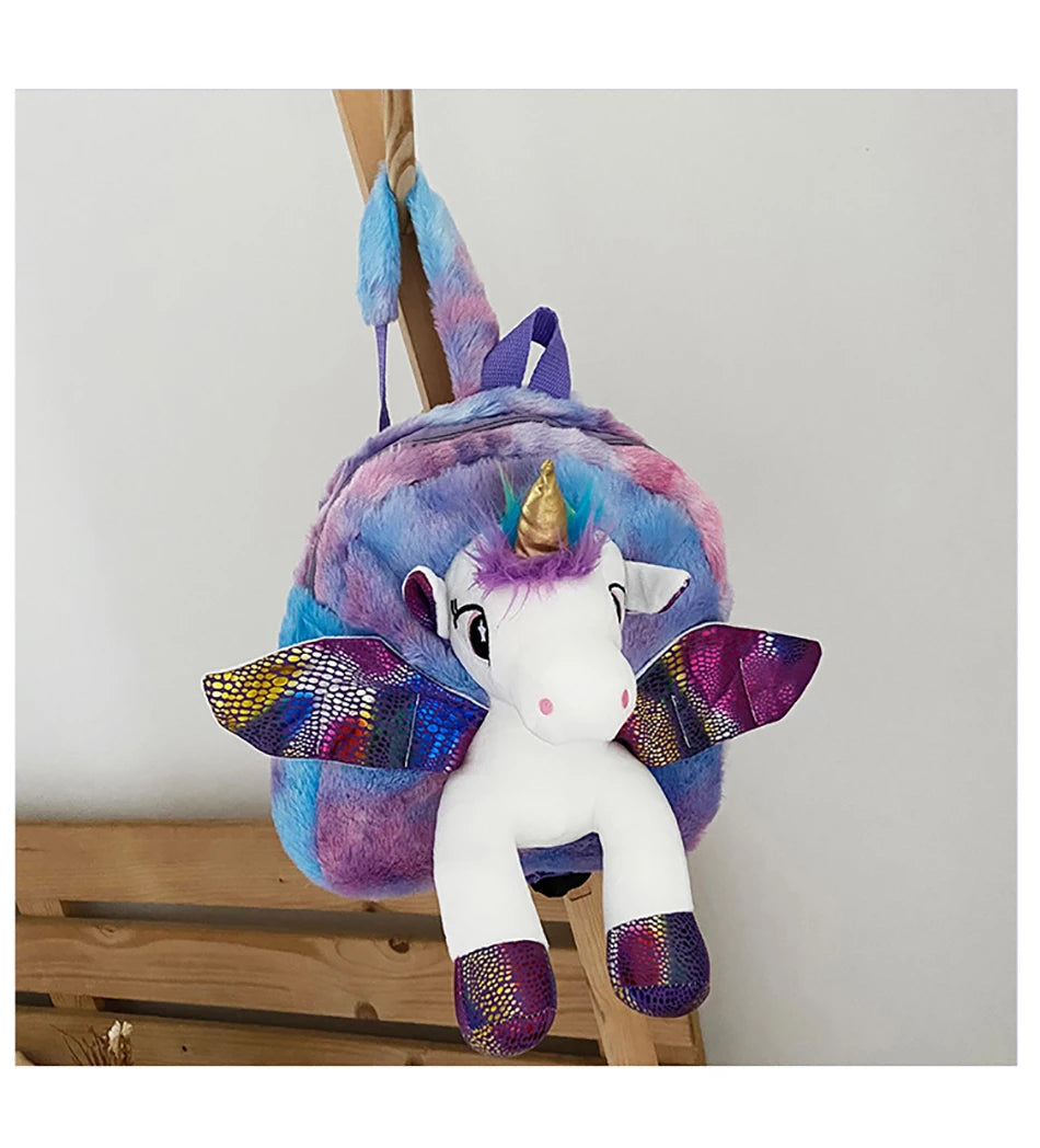 Mochila escolar de dibujos animados de unicornios para niñas, morral 3D de piel de viaje, bonito, regalo para niños