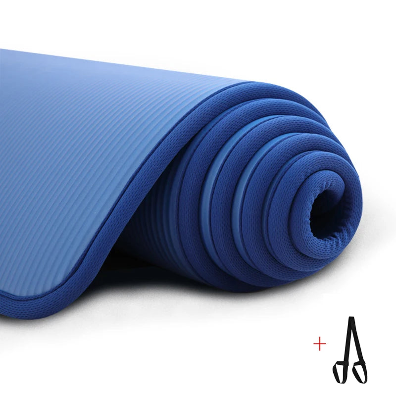 Esteras de Yoga Extra gruesas de 10MM, estera de ejercicio antideslizante NRB con vendajes, esteras de entrenamiento de gimnasia para Pilates insípidas, 183cm x 61cm
