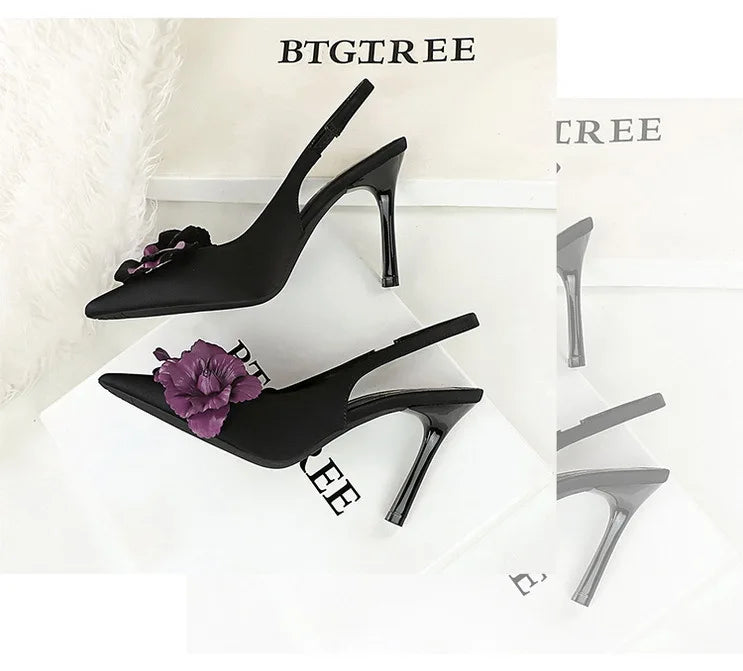 Chaussures Femme Fashion Point-toe Elegant Sandal PU Buckle Strap Thin High Heels Sandals Ladies Pageant Party Shoes