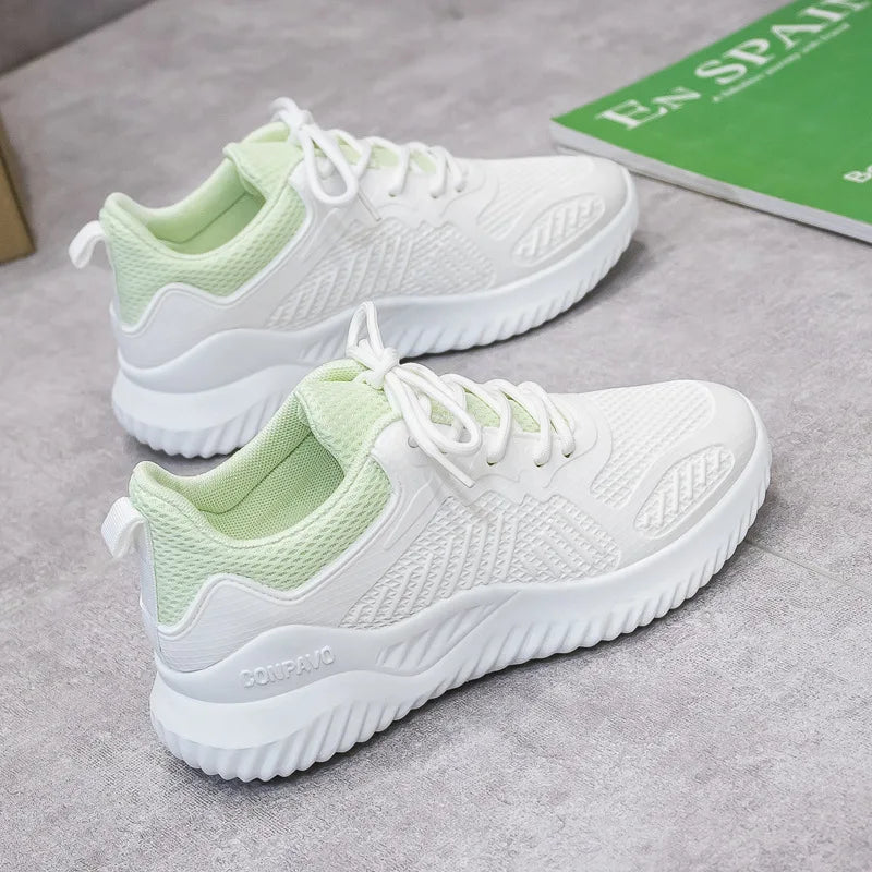 Summer New Ladies Sneakers Flat Mesh Comfortable Breathable Walking Jogging Style Casual Fashion Trend Shoes