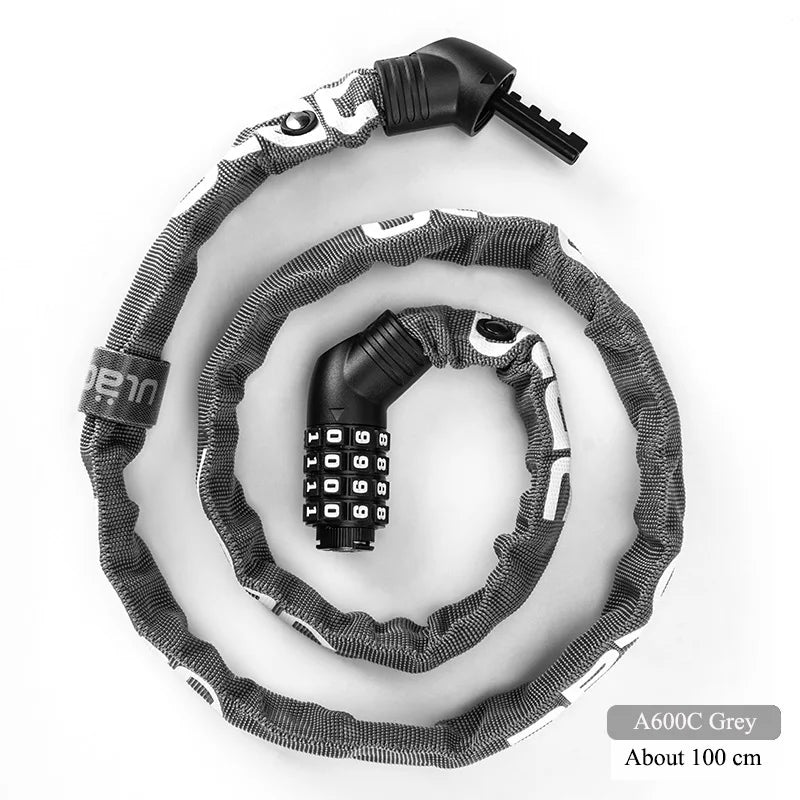 ULAC-Cerrojo de contraseña para bicicleta o motocicleta, cerradura portátil y ultraligera con bloqueo antirrobo y cadena, incluye accesorios de seguridad estables para ciclismo de carretera MTB