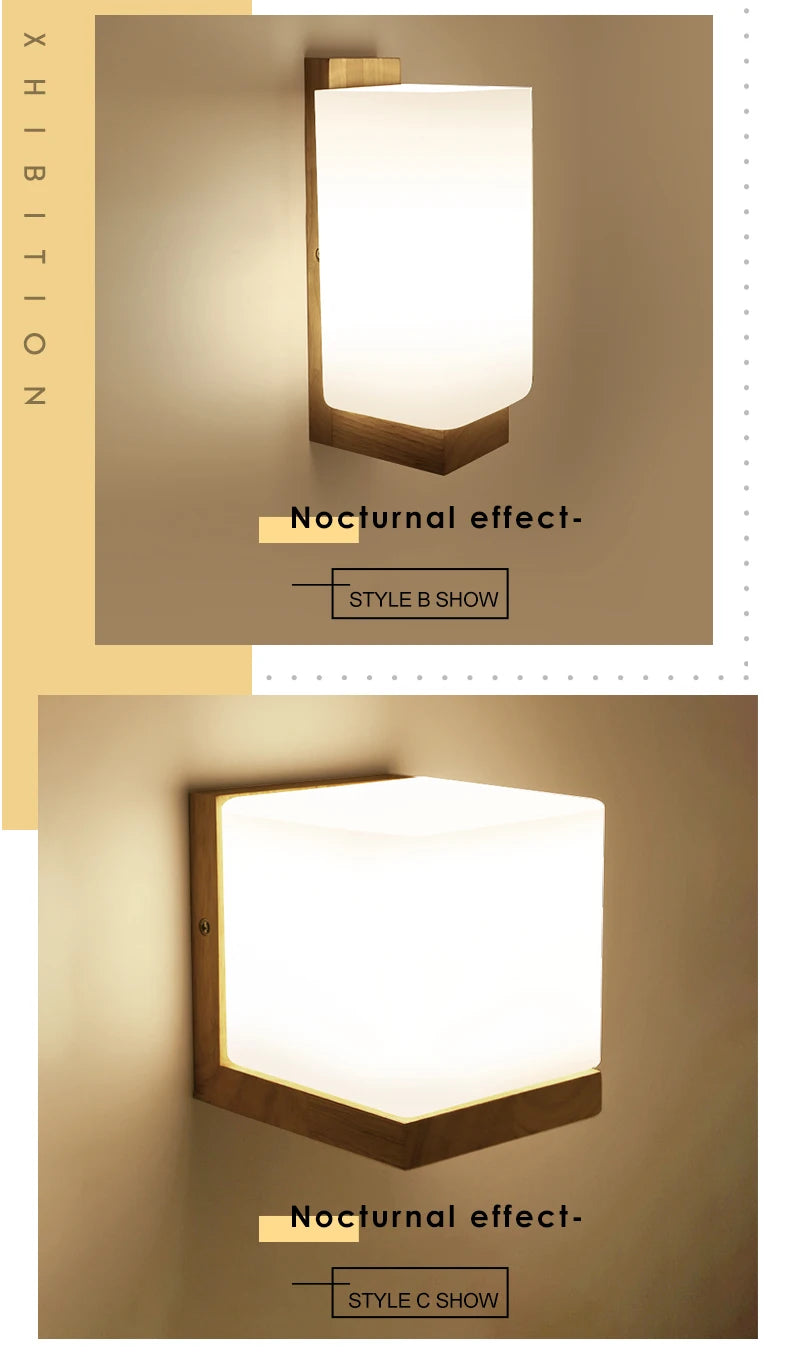 Lámparas de pared LED modernas, luces de madera para dormitorio, mesita de noche, escaleras, pasillo, aplique de iluminación montado Interior, accesorios de iluminación para decoración del hogar