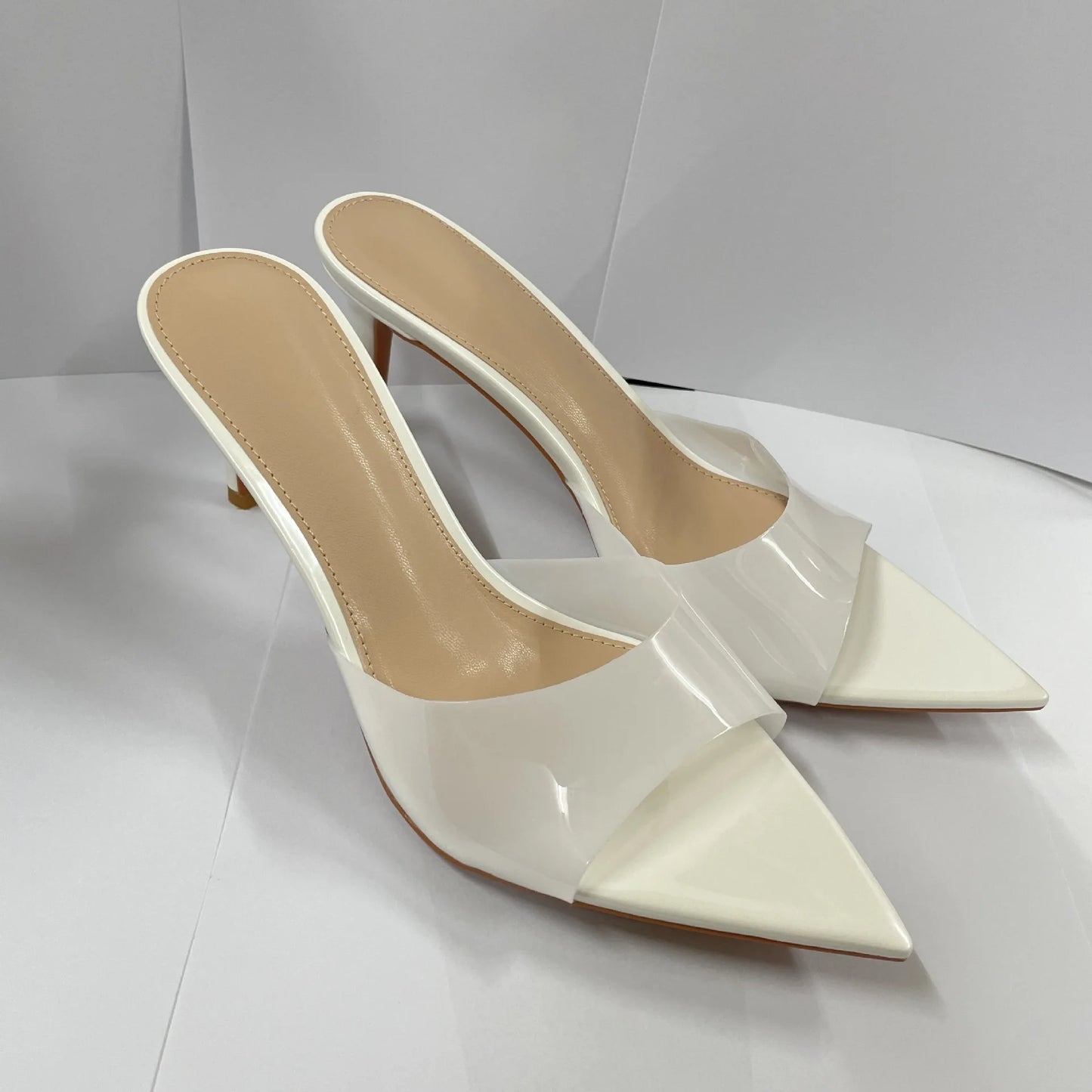 Sexy Closed Pointed Toe Transparente Sandalias Alto Tacon Stiletto Rhinestone Slingback Zapatos Sandals Outdoor Women Slippers