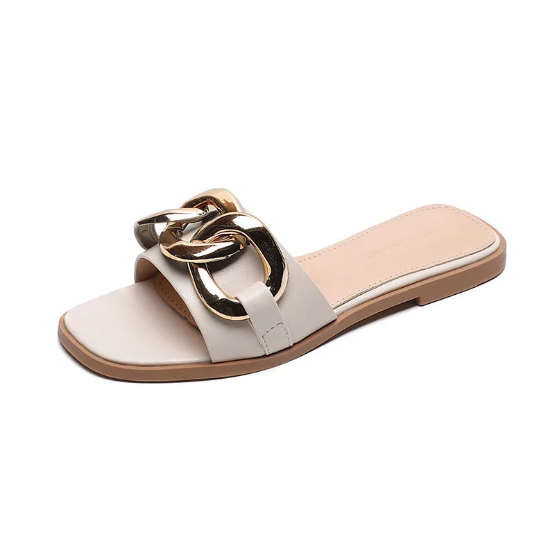 Summer Sandales Plates Femmes Slide Handmade Braid Slip on Flat Women's Sandals