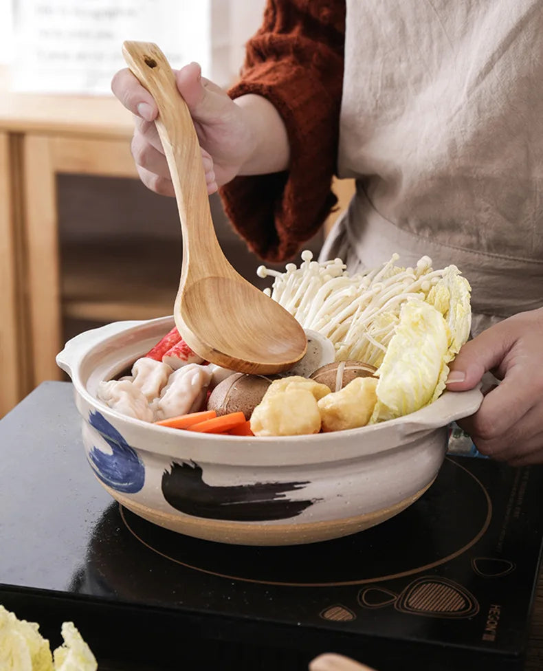 Cazuela de cerámica de estilo japonés, olla pequeña negra, cacerola de arcilla, utensilios de cocina para el hogar, suministros de cocina, olla para sopa, 1 Uds.