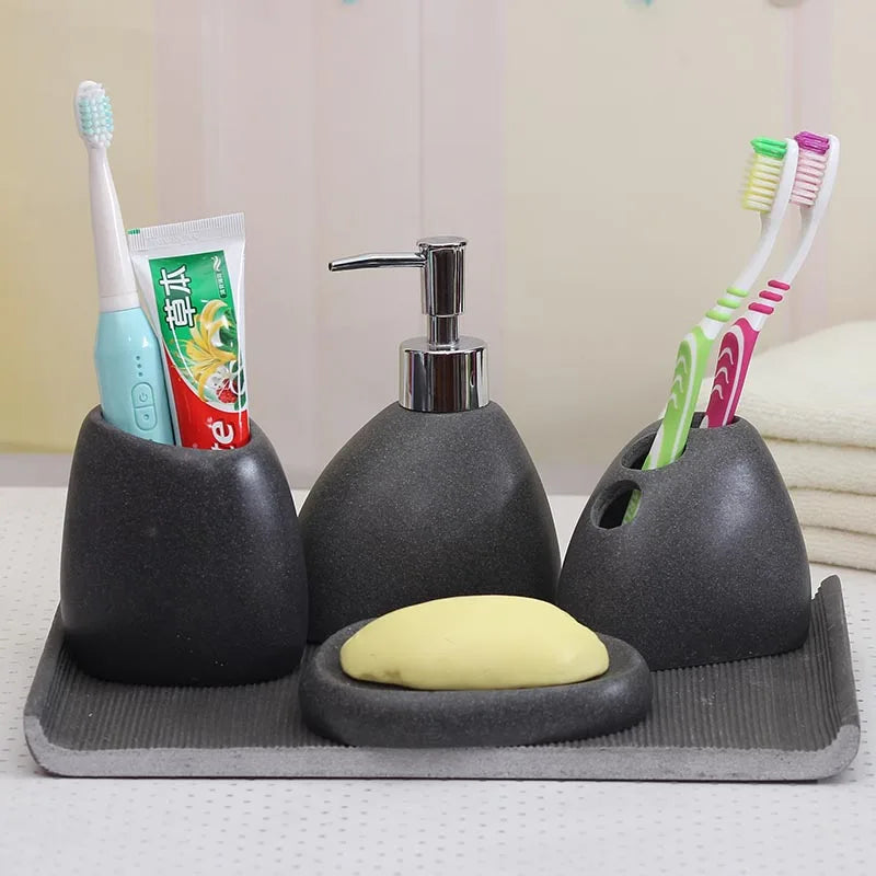 Botella de emulsión de resina para baño, taza para gárgaras de lavado de alto grado, traje de cepillo de dientes, jabonera de Banyo Aksesuarlari