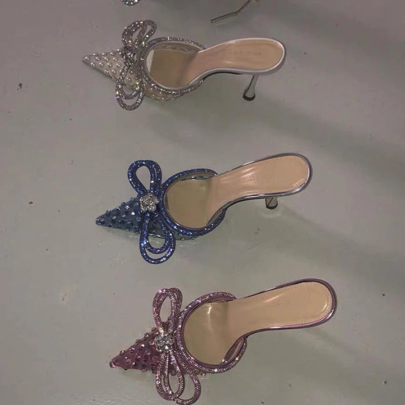 8CM/11CM Bling Rhinestone Studded Pumps Luxury Female Clear Shoes Women Heels for Ladies