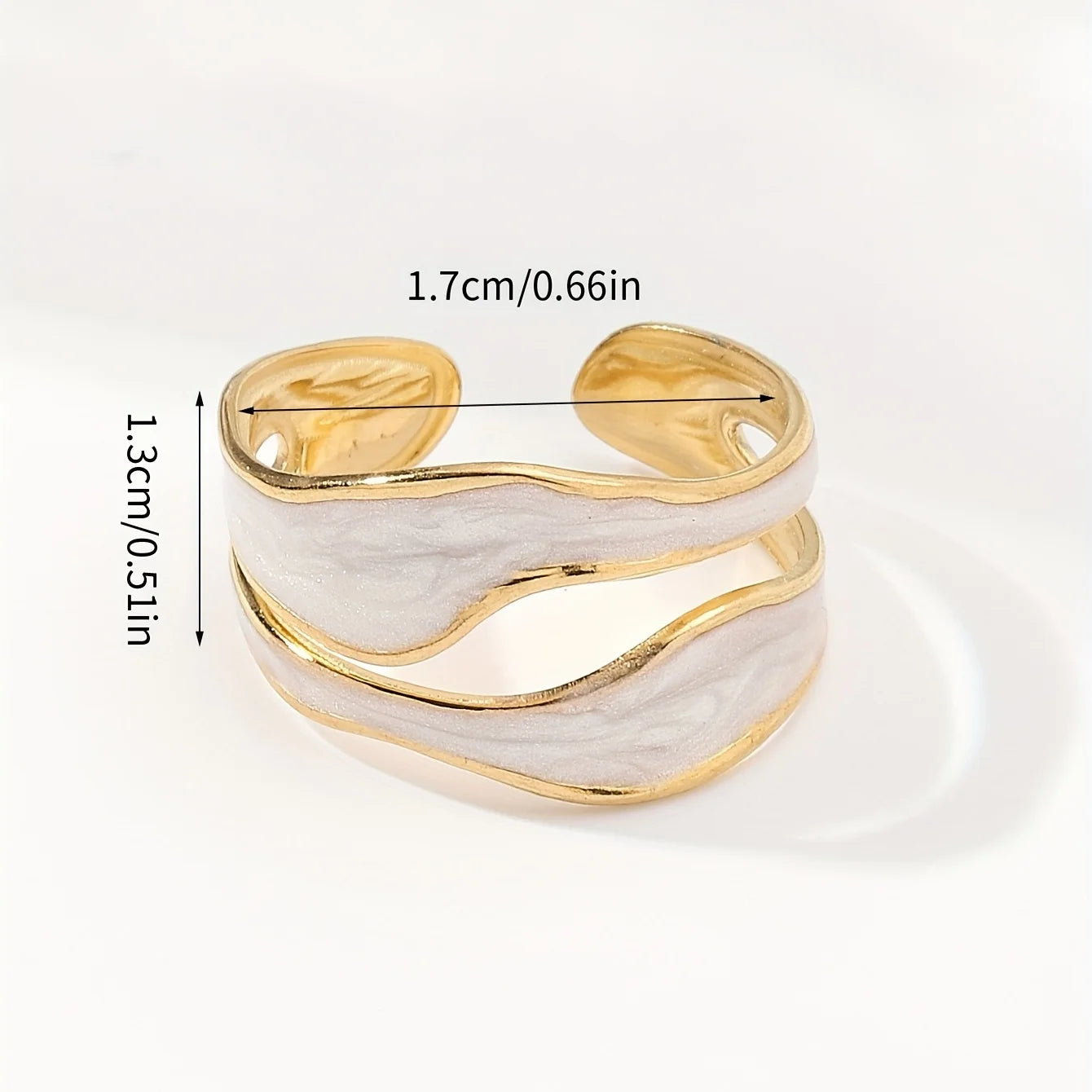 1pc Exquisite White/Dark Blue/Green/Steel White Enamel Creative Ring, Stainless Steel Irregular Opening Adjustable Ring for Men