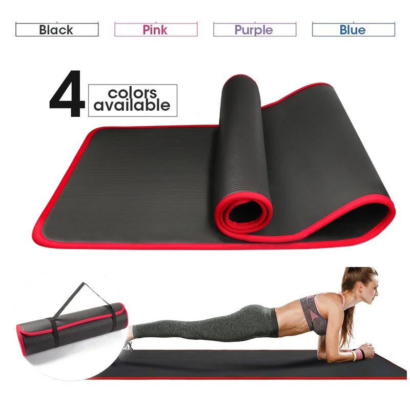 Esteras de Yoga Extra gruesas de 10MM, estera de ejercicio antideslizante NRB con vendajes, esteras de entrenamiento de gimnasia para Pilates insípidas, 183cm x 61cm