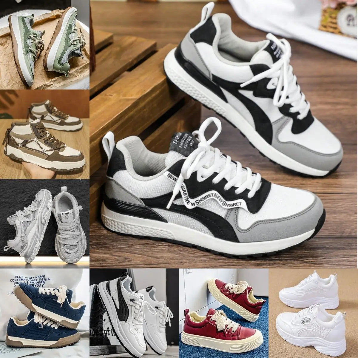 2026New Style Summer Synthetic Running Shoes Lace-up Lightweight Men's Non-slip Wear-resistant Fashionable All-match Sneakers