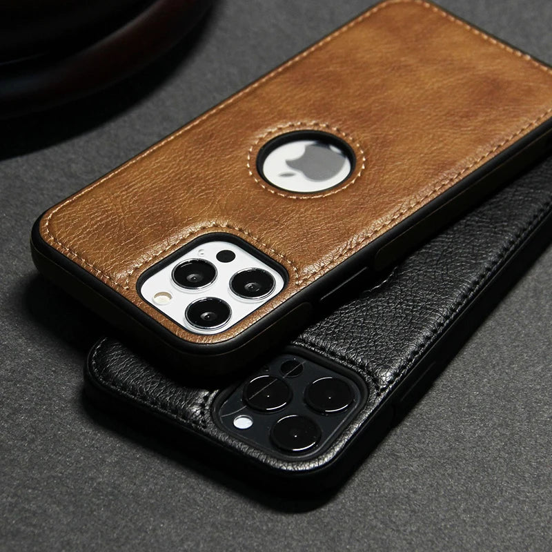 Funda para teléfono móvil, fundas para teléfonos móviles de cuero PU de alta calidad para iPhone 11, 12, 13, 14, 15 Pro Max X XR, funda negra de lujo para negocios