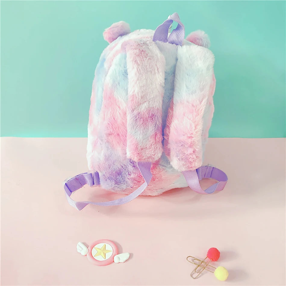 Mochila escolar de dibujos animados de unicornios para niñas, morral 3D de piel de viaje, bonito, regalo para niños