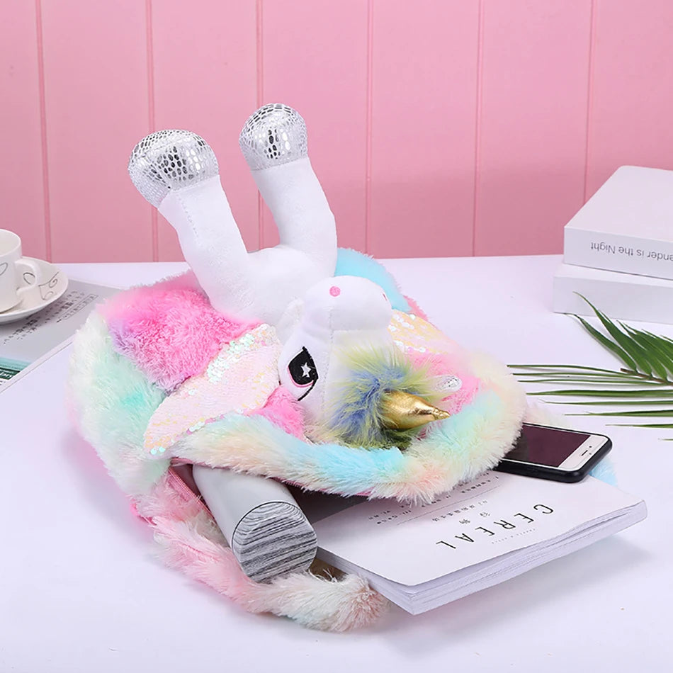 Mochila escolar de dibujos animados de unicornios para niñas, morral 3D de piel de viaje, bonito, regalo para niños