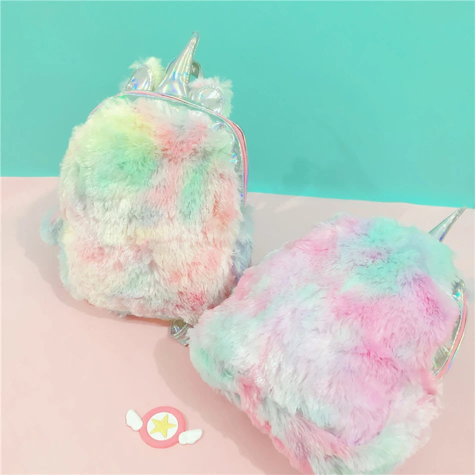 Mochila escolar de dibujos animados de unicornios para niñas, morral 3D de piel de viaje, bonito, regalo para niños